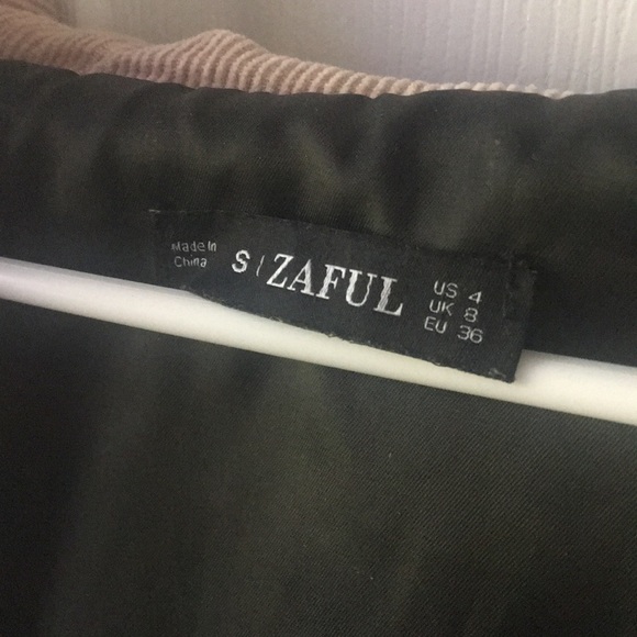 Navy/white/tan color blocked corduroy bomber jacket - Picture 3 of 3